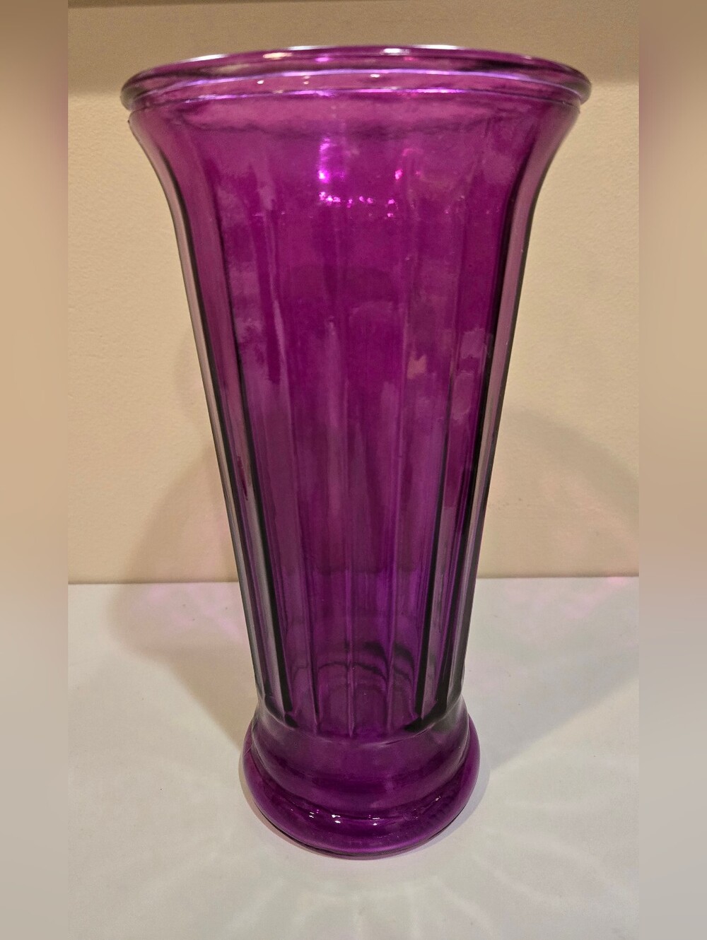 Purple Glass Fluted Vase - Home Accents